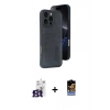 MARSİLYAN™- iPhone 16 Pro Max Kılıf Yörünge Işık Serisi - Siyah Buffer Hayalet Cam Ekran Koruyucu + Bilvis Titan Kamera Lens - TMGI