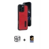 MARSİLYAN™- iPhone 16 Pro Max Kılıf Yörünge Işık Serisi - Siyah Buffer Hayalet Cam Ekran Koruyucu + Pers Alüminyum Kamera Lens - GI