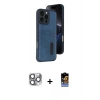 MARSİLYAN™- iPhone 16 Pro Max Kılıf Yörünge Işık Serisi - Siyah Buffer Hayalet Cam Ekran Koruyucu + Pers Alüminyum Kamera Lens - GI