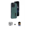 MARSİLYAN™- iPhone 16 Pro Max Kılıf Yörünge Işık Serisi - Siyah Buffer Hayalet Cam Ekran Koruyucu + Pers Alüminyum Kamera Lens - GI