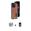 MARSİLYAN™- iPhone 16 Pro Max Kılıf Yörünge Işık Serisi - Siyah Buffer Hayalet Cam Ekran Koruyucu + Pers Alüminyum Kamera Lens - GI