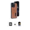 MARSİLYAN™- iPhone 16 Pro Max Kılıf Yörünge Işık Serisi - Siyah Buffer Hayalet Cam Ekran Koruyucu + PVD Metal Kamera Lens - SH