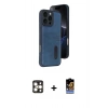 MARSİLYAN™- iPhone 16 Pro Max Kılıf Yörünge Işık Serisi - Siyah Buffer Hayalet Cam Ekran Koruyucu + PVD Metal Kamera Lens - GD