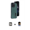 MARSİLYAN™- iPhone 16 Pro Max Kılıf Yörünge Işık Serisi - Siyah Buffer Hayalet Cam Ekran Koruyucu + PVD Metal Kamera Lens - GD