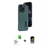 MARSİLYAN™- iPhone 16 Pro Max Kılıf Yörünge Işık Serisi - Siyah Buffer Hayalet Cam Ekran Koruyucu + Raze Metal Kamera Lens - BZ