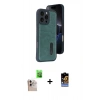 MARSİLYAN™- iPhone 16 Pro Max Kılıf Yörünge Işık Serisi - Siyah Buffer Hayalet Cam Ekran Koruyucu + Raze Metal Kamera Lens - NLGY