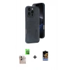 MARSİLYAN™- iPhone 16 Pro Max Kılıf Yörünge Işık Serisi - Siyah Buffer Hayalet Cam Ekran Koruyucu + Raze Metal Kamera Lens - NLGY