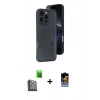MARSİLYAN™- iPhone 16 Pro Max Kılıf Yörünge Işık Serisi - Siyah Buffer Hayalet Cam Ekran Koruyucu + Raze Metal Kamera Lens - SH