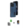 MARSİLYAN™- iPhone 16 Pro Max Kılıf Yörünge Işık Serisi - Siyah Buffer Hayalet Cam Ekran Koruyucu + Raze Metal Kamera Lens - SH