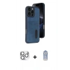 MARSİLYAN™- iPhone 16 Pro Max Kılıf Yörünge Işık Serisi - Siyah Joko Magic 5D Cam + Pers Alüminyum Kamera Lens - GS
