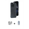 MARSİLYAN™- iPhone 16 Pro Max Kılıf Yörünge Işık Serisi - Siyah Joko Magic 5D Cam + Pers Alüminyum Kamera Lens - GS