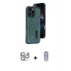 MARSİLYAN™- iPhone 16 Pro Max Kılıf Yörünge Işık Serisi - Siyah Joko Magic 5D Cam + Pers Alüminyum Kamera Lens - GS