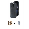 MARSİLYAN™- iPhone 16 Pro Max Kılıf Yörünge Işık Serisi - Siyah Joko Magic 5D Cam + Pers Alüminyum Kamera Lens - CLTM