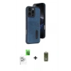MARSİLYAN™- iPhone 16 Pro Max Kılıf Yörünge Işık Serisi - Siyah Joko Magic 5D Hayalet Cam + Beyaz Raze Metal Kamera Lens