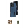 MARSİLYAN™- iPhone 16 Pro Max Kılıf Yörünge Işık Serisi - Siyah Joko Magic 5D Hayalet Cam + Çöl Titanyum Pers Alüminyum Kamera Lens