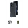 MARSİLYAN™- iPhone 16 Pro Max Kılıf Yörünge Işık Serisi - Siyah Joko Magic 5D Hayalet Cam + Pers Alüminyum Kamera Lens - GI
