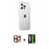 MARSİLYAN™- iPhone 16 Pro Max Kılıf Yörünge Koleksiyonu - Şeffaf 360 Full Body Arka Koruyucu + Pers Alüminyum Kamera Lens - CLTM