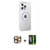 MARSİLYAN™- iPhone 16 Pro Max Kılıf Yörünge Koleksiyonu - Şeffaf 360 Full Body Arka Koruyucu + Pers Alüminyum Kamera Lens - CLTM