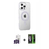 MARSİLYAN™- iPhone 16 Pro Max Kılıf Yörünge Koleksiyonu - Şeffaf 360 Full Body Arka Koruyucu + Gümüş Bilvis Titan Kamera Lens