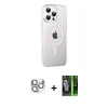 MARSİLYAN™- iPhone 16 Pro Max Kılıf Yörünge Koleksiyonu - Şeffaf 360 Full Body Arka Koruyucu + Pers Alüminyum Kamera Lens - GS