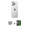 MARSİLYAN™- iPhone 16 Pro Max Kılıf Yörünge Koleksiyonu - Şeffaf 360 Full Body Arka Koruyucu + Pers Alüminyum Kamera Lens - GI