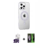 MARSİLYAN™- iPhone 16 Pro Max Kılıf Yörünge Koleksiyonu - Şeffaf 360 Full Body Arka Koruyucu + Siyah Bilvis Titan Kamera Lens