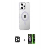 MARSİLYAN™- iPhone 16 Pro Max Kılıf Yörünge Koleksiyonu - Şeffaf 360 Full Body Arka Koruyucu + PVD Metal Kamera Lens - SH
