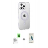 MARSİLYAN™- iPhone 16 Pro Max Kılıf Yörünge Koleksiyonu - Şeffaf Pasifik Cam Ekran Koruyucu + Raze Metal Kamera Lens - BZ