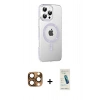 MARSİLYAN™- iPhone 16 Pro Max Kılıf Yörünge Koleksiyonu - Şeffaf Pasifik Cam Ekran Koruyucu + Çöl Titanyum Pers Alüminyum Kamera Lens