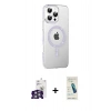 MARSİLYAN™- iPhone 16 Pro Max Kılıf Yörünge Koleksiyonu - Şeffaf Pasifik Cam Ekran Koruyucu + Bilvis Titan Kamera Lens - GS