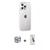 MARSİLYAN™- iPhone 16 Pro Max Kılıf Yörünge Koleksiyonu - Şeffaf Pasifik Cam Ekran Koruyucu + Pers Alüminyum Kamera Lens - GI
