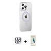 MARSİLYAN™- iPhone 16 Pro Max Kılıf Yörünge Koleksiyonu - Şeffaf Pasifik Cam Ekran Koruyucu + Pers Alüminyum Kamera Lens - GI