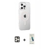 MARSİLYAN™- iPhone 16 Pro Max Kılıf Yörünge Koleksiyonu - Şeffaf Pasifik Cam Ekran Koruyucu + PVD Metal Kamera Lens - GD