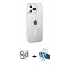 MARSİLYAN™- iPhone 16 Pro Max Kılıf Yörünge Koleksiyonu - Siyah 3D Antistatik Cam Ekran Koruyucu + Pers Alüminyum Kamera Lens - GS