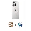 MARSİLYAN™- iPhone 16 Pro Max Kılıf Yörünge Koleksiyonu - Siyah 3D Antistatik Cam Ekran Koruyucu + Pers Alüminyum Kamera Lens - CLTM