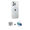 MARSİLYAN™- iPhone 16 Pro Max Kılıf Yörünge Koleksiyonu - Siyah 3D Antistatik Cam Ekran Koruyucu + Pers Alüminyum Kamera Lens - GI