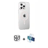 MARSİLYAN™- iPhone 16 Pro Max Kılıf Yörünge Koleksiyonu - Siyah 3D Antistatik Cam Ekran Koruyucu + Pers Alüminyum Kamera Lens - GI