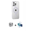 MARSİLYAN™- iPhone 16 Pro Max Kılıf Yörünge Koleksiyonu - Siyah 3D Antistatik Cam Ekran Koruyucu + Pers Alüminyum Kamera Lens - GI