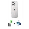 MARSİLYAN™- iPhone 16 Pro Max Kılıf Yörünge Koleksiyonu - Siyah 3D Antistatik Cam Ekran Koruyucu + Raze Metal Kamera Lens - SH
