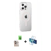 MARSİLYAN™- iPhone 16 Pro Max Kılıf Yörünge Koleksiyonu - Siyah 3D Antistatik Cam Ekran Koruyucu + Raze Metal Kamera Lens - NLGY