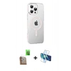 MARSİLYAN™- iPhone 16 Pro Max Kılıf Yörünge Koleksiyonu - Siyah 3D Antistatik Cam Ekran Koruyucu + Raze Metal Kamera Lens - CLTM