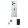 MARSİLYAN™- iPhone 16 Pro Max Kılıf Yörünge Koleksiyonu - Siyah 3D Antistatik Hayalet Cam Ekran Koruyucu + Raze Metal Kamera Lens - BZ