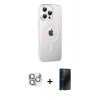 MARSİLYAN™- iPhone 16 Pro Max Kılıf Yörünge Koleksiyonu - Siyah 3D Antistatik Hayalet Cam Ekran Koruyucu + Pers Alüminyum Kamera Lens - GS