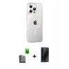 MARSİLYAN™- iPhone 16 Pro Max Kılıf Yörünge Koleksiyonu - Siyah 3D Antistatik Hayalet Cam Ekran Koruyucu + Raze Metal Kamera Lens - SH