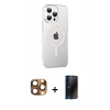 MARSİLYAN™- iPhone 16 Pro Max Kılıf Yörünge Koleksiyonu - Siyah 3D Antistatik Hayalet Cam Ekran Koruyucu + Pers Alüminyum Kamera Lens - CLTM