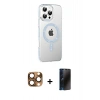MARSİLYAN™- iPhone 16 Pro Max Kılıf Yörünge Koleksiyonu - Siyah 3D Antistatik Hayalet Cam Ekran Koruyucu + Pers Alüminyum Kamera Lens - CLTM