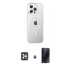 MARSİLYAN™- iPhone 16 Pro Max Kılıf Yörünge Koleksiyonu - Siyah 3D Antistatik Hayalet Cam Ekran Koruyucu + PVD Metal Kamera Lens - SH