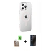 MARSİLYAN™- iPhone 16 Pro Max Kılıf Yörünge Koleksiyonu - Siyah 3D Antistatik Hayalet Cam Ekran Koruyucu + Raze Metal Kamera Lens - CLTM