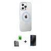 MARSİLYAN™- iPhone 16 Pro Max Kılıf Yörünge Koleksiyonu - Siyah 3D Antistatik Hayalet Cam Ekran Koruyucu + Raze Metal Kamera Lens - SH