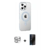 MARSİLYAN™- iPhone 16 Pro Max Kılıf Yörünge Koleksiyonu - Siyah 3D Antistatik Hayalet Cam Ekran Koruyucu + Pers Alüminyum Kamera Lens - GS